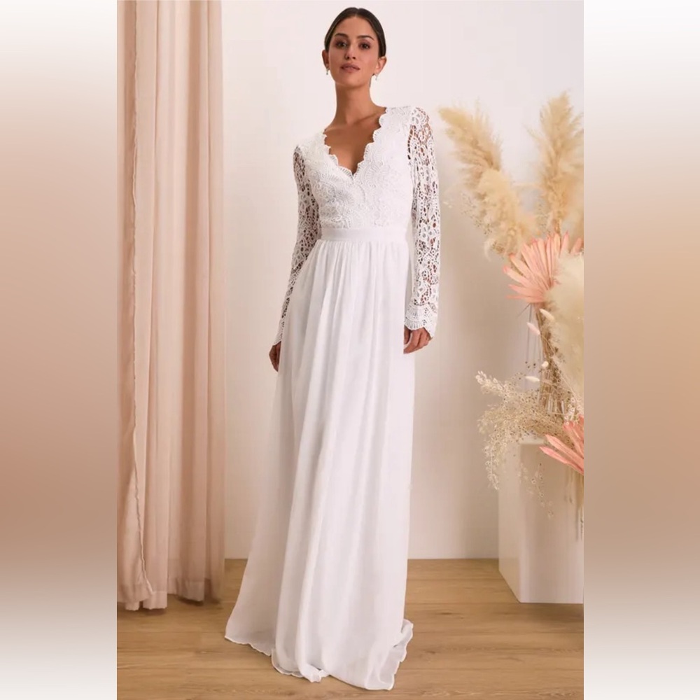 Lulu’s Awaken My Love Long Sleeve Lace Maxi Dress
